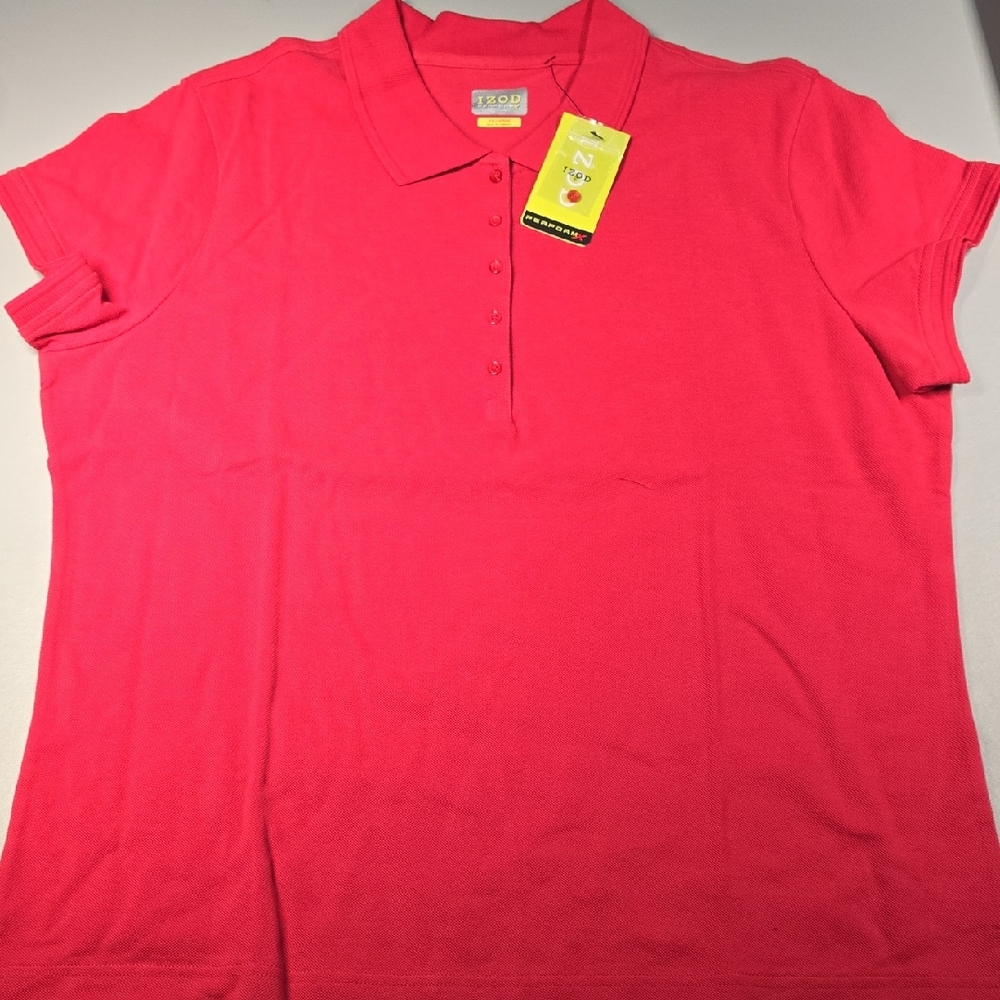 Izod Bright Pink Button Down Polo Shirt - Picture 2 of 6